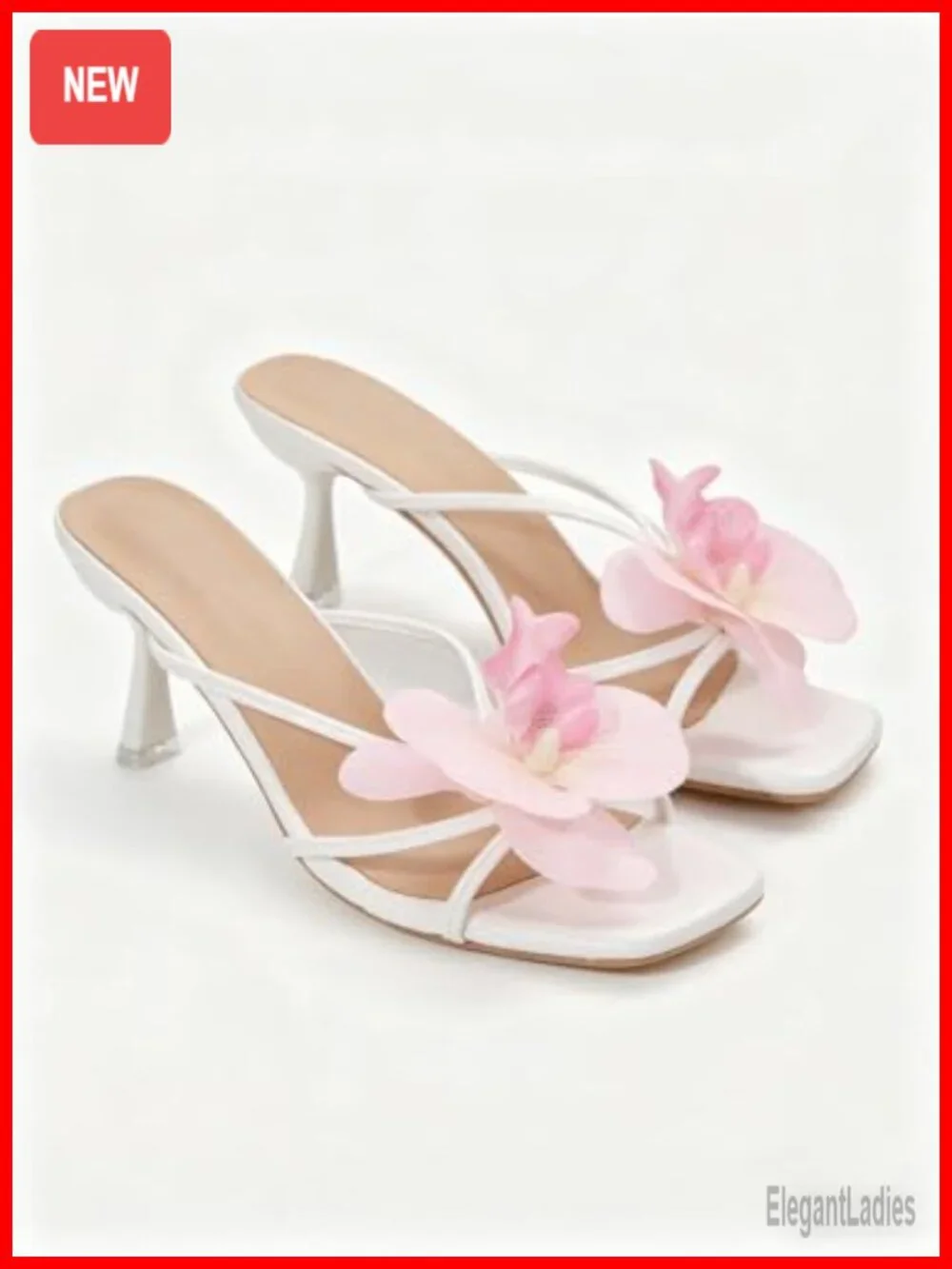 Floral Kitten Heel Sandals Faux Leather Slip On Open Toe Summer Beach Shoes